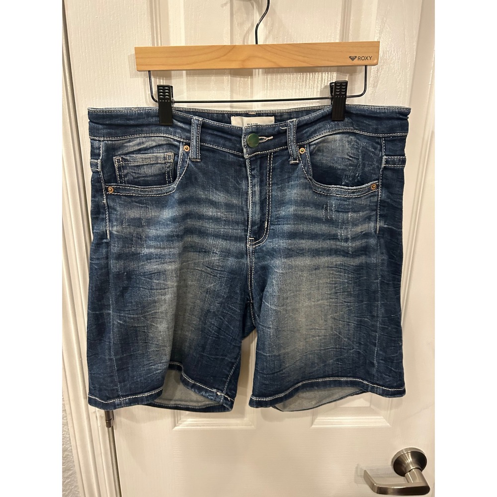 BKE Payton Denim Shorts Dark Wash Distressed Stretch Jean Shorts 28‎